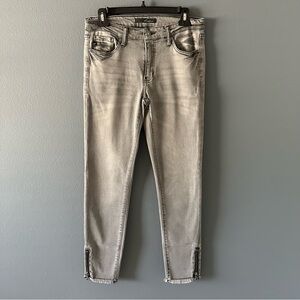 Gray Skinny Jeans with Ankle Zippers